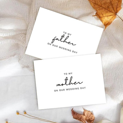 Set of 2 Wedding Day Card for Parents, Parents Of The Bride/Groom Gifts, To My Father On Our Wedding Day, To My Mother On Our Wedding Day.（Father/Mother B）