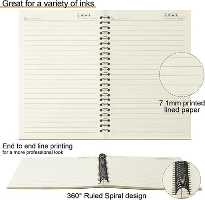 Epakh 22 Packs Spiral Notebook Hard Cover Spiral Journal, Wide Ruled Pages, 50 Sheets 100 Pages, Lined Style(Brown,A5)