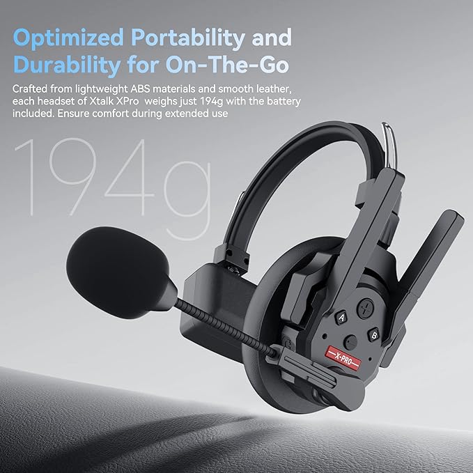 SYNCO XTalk XPro Wireless Intercom Headset with Antenna Enhanced Signal Reception 2.4GHz Full Duplex Random Master Device Design for Team Communication Headset (Xpro5 Five Users)