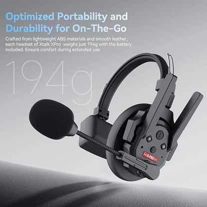 SYNCO XTalk XPro Wireless Intercom Headset with Antenna Enhanced Signal Reception 2.4GHz Full Duplex Random Master Device Design for Team Communication Headset (Xpro1 One User)