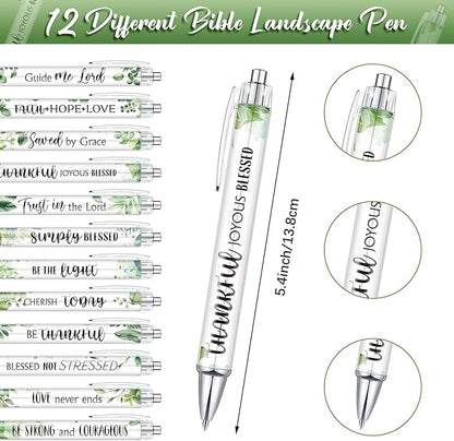 Colarr 24 Pcs Christian Bulk Gifts for Women Men Bible Verse Pens and Notebooks Religious Easter Gifts Scripture Ballpoint Pens Journals Sunday School Church Inspirational Study Supplies(Greenery)
