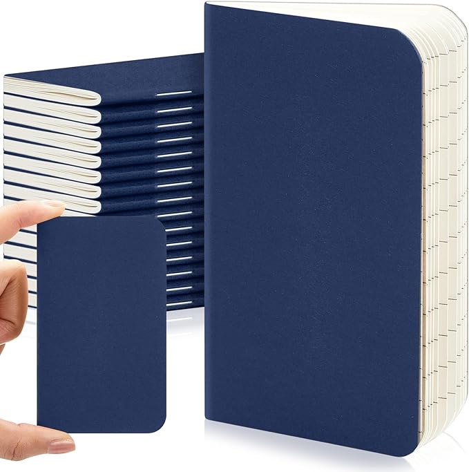 Outus 15 Pcs Mini Pocket Notebook 2.5" x 4" Small Journal Kraft Paper Notepads Bulk Softcover Pocket Notepad Memo Diary Subject Notebooks for Traveler Worker(Blue,Lined Style)