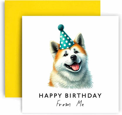 Huxters Birthday Card from the Dog – Akita - Happy Birthday to Dog Mum and Dog Dad – Birthday Card from the Dog to Friends Family First Birthday (Akita)