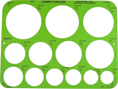 Westcott T-826 Jumbo Circles Template, Plastic Shape Template Tool, 8.75 by 11.5 in