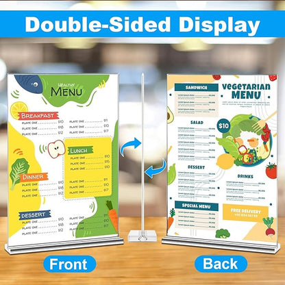 EHWINE 3 Pack Acrylic Sign Holder 8.5 x 11, Double-Sided Stand up Table Top Sign Holders, Clear Acrylic Picture Frame Menu Flyer Paper Holder Display Stand for Office Business Store Wedding Party