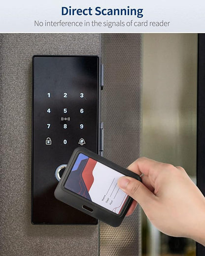 Uniclife 3 Pack Sliding ID Badge Holder Black Horizontal Hard Plastic Case with Clear Window Card Protector Pouch for Office School ID Credit Cards Proximity Key Cards Driver’s Licenses and Passes