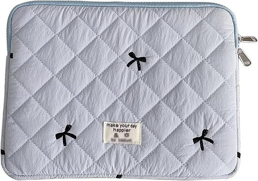 9-11 Inch Tablet Sleeve Case for iPad Pro 11 Air 4 10.2 Tab Protective Bag Cute Bowknot Quilted Puffy Laptop Pouch Carrying Case