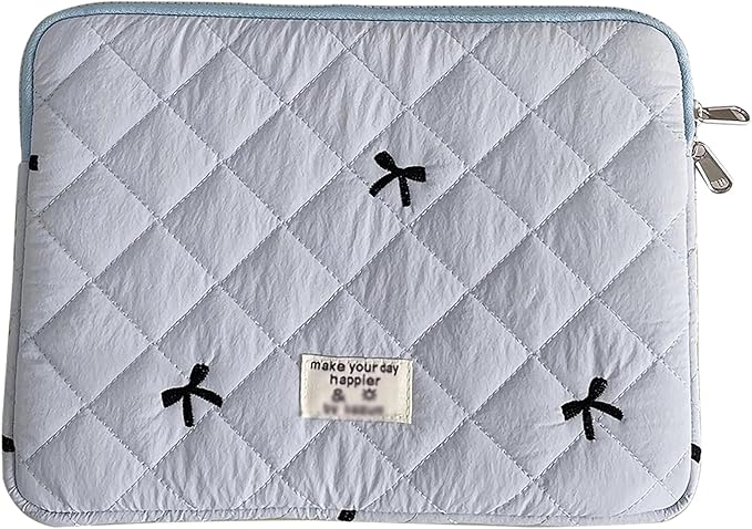 9-11 Inch Tablet Sleeve Case for iPad Pro 11 Air 4 10.2 Tab Protective Bag Cute Bowknot Quilted Puffy Laptop Pouch Carrying Case
