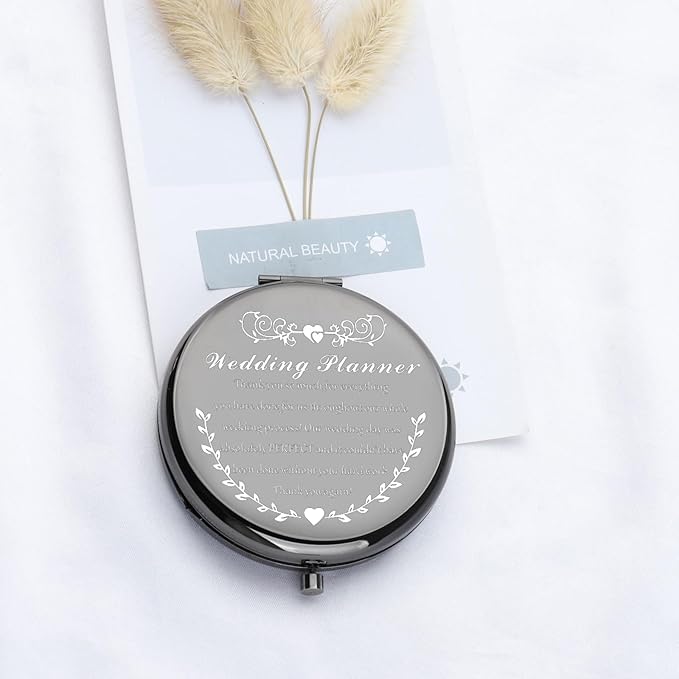 UJIMS Wedding Planner Gift Wedding Coordinator Makeup Mirror Event Planner Thank You Gift from Bride Groom (WeddingPlannerBlack)