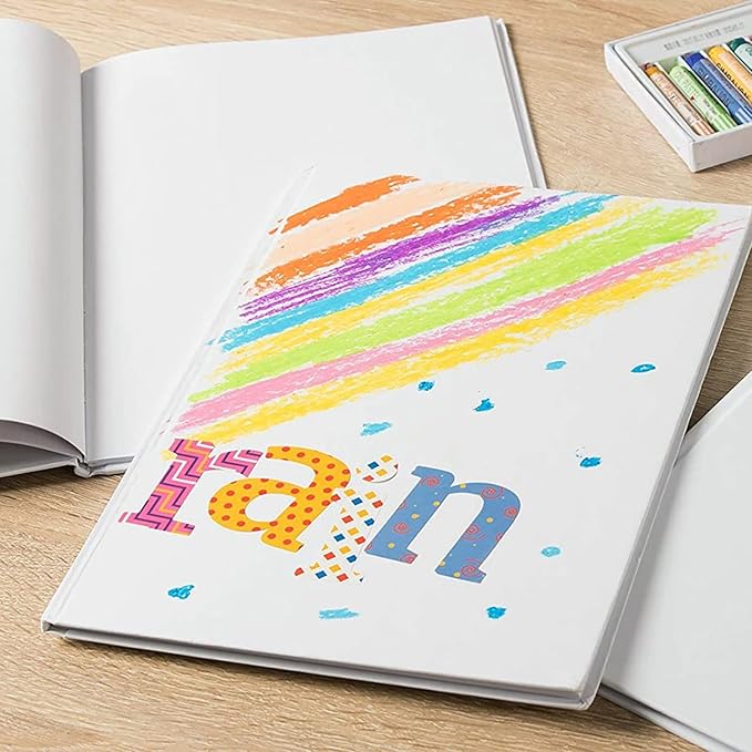 3 Pack 7x10 inch White Blank Hardcover Books for Kids to Write Stories, Unlined Scrapbook and Journal - 18 Sheets/36 Pages Each