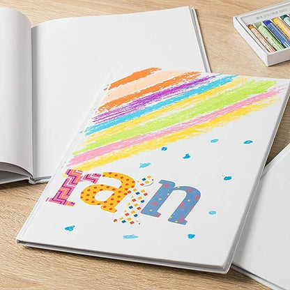 3 Pack 7x10 inch White Blank Hardcover Books for Kids to Write Stories, Unlined Scrapbook and Journal - 18 Sheets/36 Pages Each