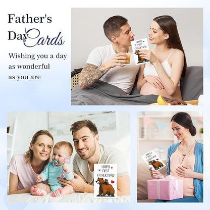 FaCraft Happy First Fathers Day Card for New Dad Dad to Be Expecting Fathers, 4 x 6 Happy 1st Fathers Day Gift Card with Envelope from Wife Daughter Son Baby Boy Girl(Baby Bear)