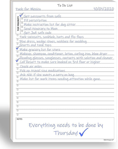 TO DO List Planner Notepad, 60 Page Planning Pad. Undated ToDo Checklist w/Priority & Note Sections. Organize & Track Projects, Clients or Daily Tasks. 8.5 X 11, A4 Tear Sheets.