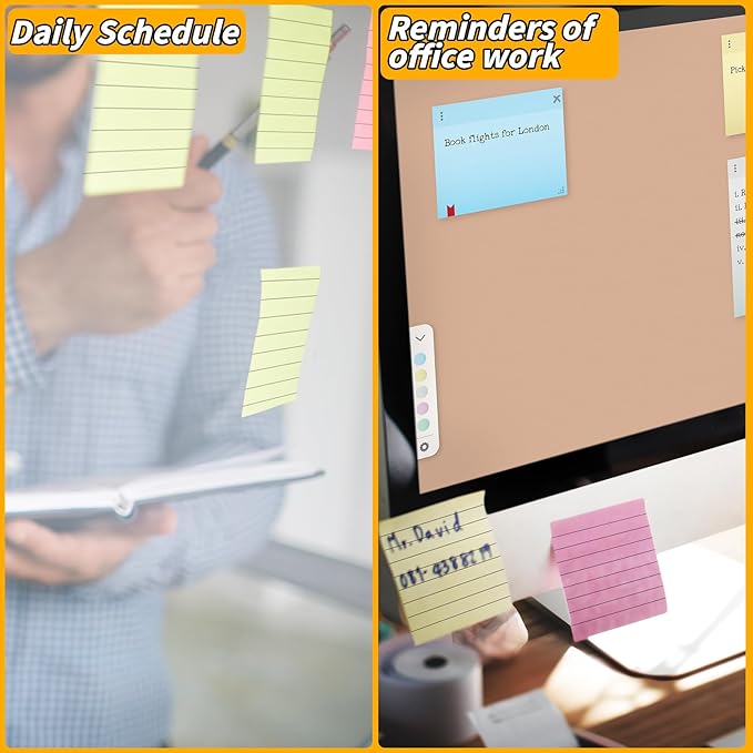 60 PCS Lined Sticky Notes 3x3In Colorful Sticky Notes 75 Sheets/Pad 12 Colors,Bright Ruled Post Stickies Multicolor Memo Note Pads for Teacher Student School Office Meeting Blank Desk Pads,4500 Sheets