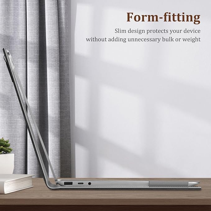 Fintie Sleeve Case for 12.4 Inch Microsoft Surface Laptop Go 3/2/1 (Model: 2013/1943), Premium PU Leather Protective Folio Book Cover with Large Pocket (Black)