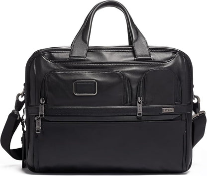 TUMI Alpha Expandable Organizer Laptop Briefcase - 15-Inch Laptop Briefcase Organizer for Men & Women - Travel Laptop Bag - Black Leather