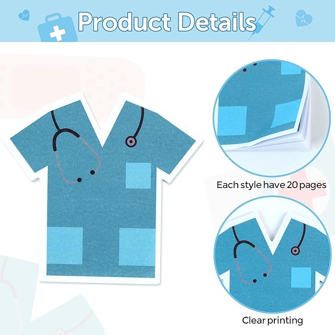 48 Pieces Nurses Day Sticky Notes Nurse Notes Pads Self-Adhesive Nursing Student Essentials Sticky Memo Notes for Hospital School Nurse Supplies Presents
