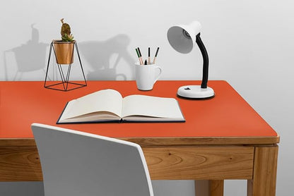 Boutilon Leather Desk Pad 47"x 24" Non-Slip Mouse Pad,Business Desk Pad,Extended Table Protector for Keyboard and Mouse,Desk Writing Pad for Office Home Working Decor (XXXL-Orange H)