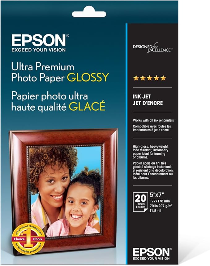 Epson Ultra Premium Photo Paper GLOSSY (5x7 Inches, 20 Sheets) (S041945)