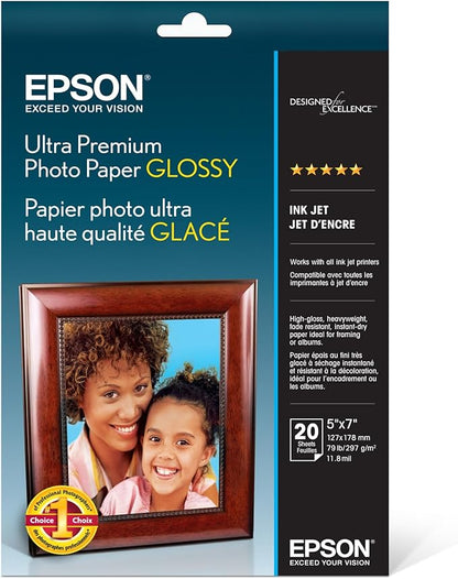 Epson Ultra Premium Photo Paper GLOSSY (5x7 Inches, 20 Sheets) (S041945)