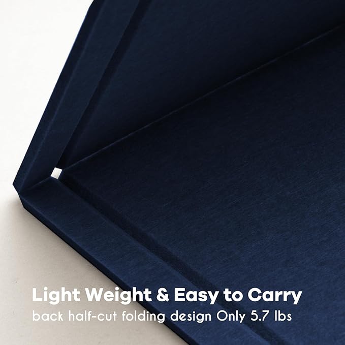 Large Bulletin Board - 72 x 48 Inches, Decorative Felt Pin Board for Wall - 6' x 4' Foldable Photo Display Board with Self-Adhesive Tape, Includes 20 Push Pins - Dark Blue