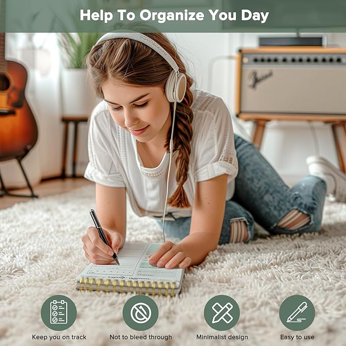 To Do List Notepad, To Do List Notebook for Work with 52 Undated Sheets, Daily To Do List Planner, Checklist Organizer Notebook for Office, Home and School- Verdant