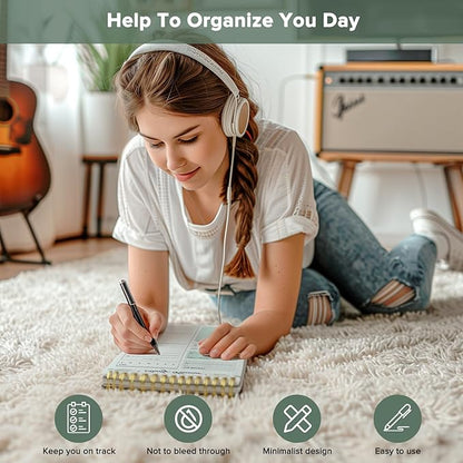 To Do List Notepad, To Do List Notebook for Work with 52 Undated Sheets, Daily To Do List Planner, Checklist Organizer Notebook for Office, Home and School- Verdant