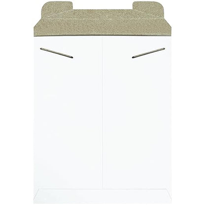 Aviditi 11" x 13 1/2" Stayflats Rigid Flat Mailers, White, For Keeping Documents, Photos, and Artwork Protected During Shipping (100 Pack)