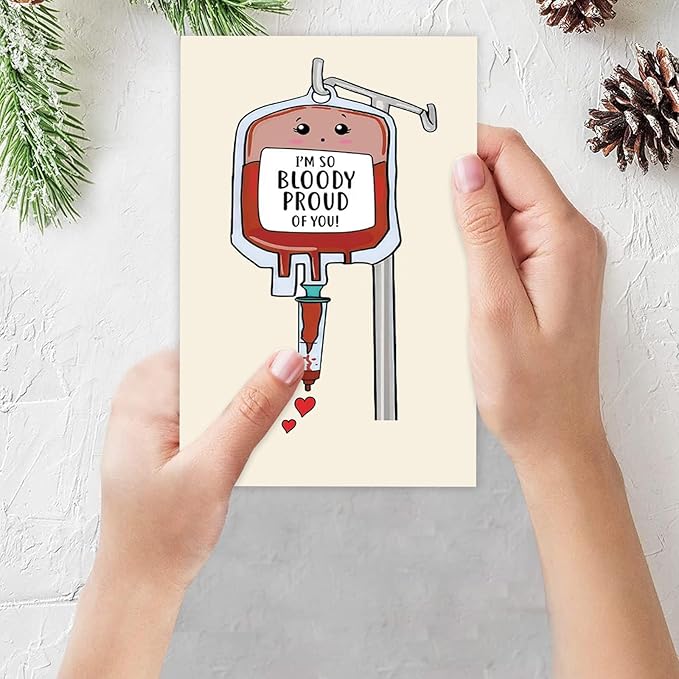 Sweet Medical Card Gift for Nurse Doctor Pharmacy, Funny Medical Graduation Card, Hematologist Card, Cute Blood Card, I'm So Bloody Proud Of You Card