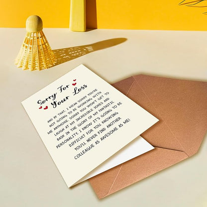 Funny Resignation Card for Best Friend, Humorous New Job Card for Him/her, Departure Cards for Colleague, Cards To Apologize for Your loss, New Job Congratulations