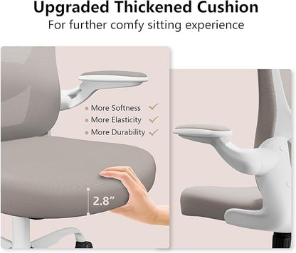 Ergonomic Office Chair, Comfort Swivel Home Office Task Chair, Breathable Mesh Desk Chair, Lumbar Support Computer Chair with Flip-up Arms and Adjustable Height