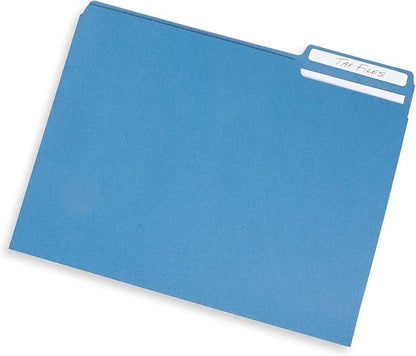 200 Blue Summit Supplies Blue File Folders with 1/3 Cut Tabs, Letter Size, Durable 11pt Paper, Uncoated Blue Paper, Colorful Blue File Folders for Office and Home Organization