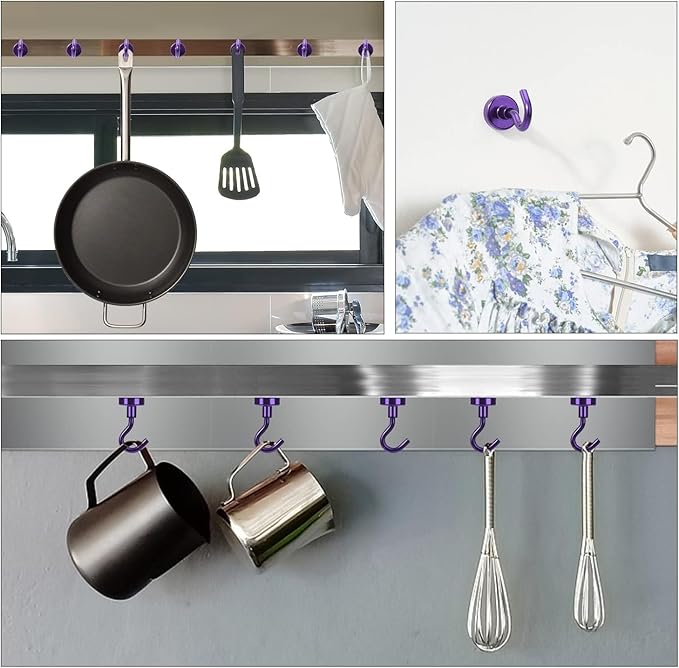 DIYMAG Magnetic Hooks, 30Lbs Strong Heavy Duty Cruise Magnet S-Hooks for Classroom, Fridge, Hanging, Cabins, Grill, Kitchen, Garage, Workplace and Office etc, (20 Pack-Purple)