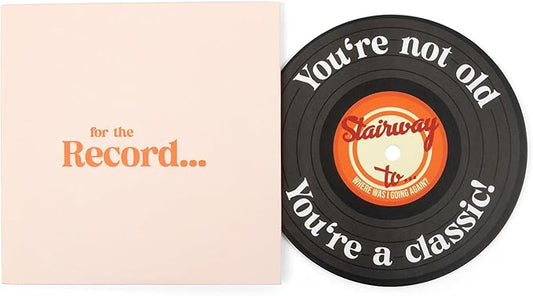 Funny Birthday Gift for Men and Women - For the Record Vinyl Birthday Card with Envelope | 30th, 40th, 50th, 60th, and 70th Birthday Gifts for Her, Him, Sister, Best Friend