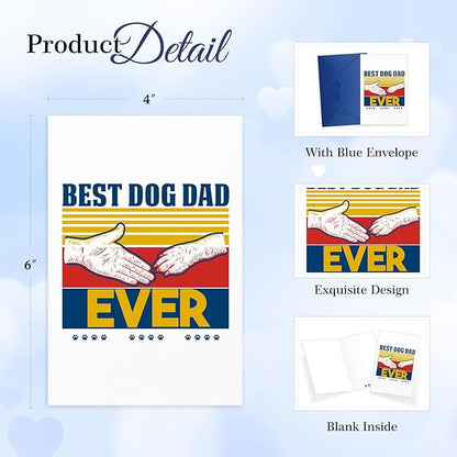 FaCraft Funny Fathers Day Card for Best Dog Dad Ever, 4 x 6, Happy Fathers Day Card with Envelope from Daughter Son Wife