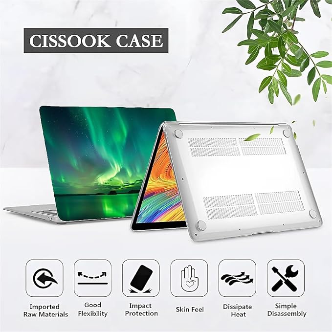 Compatible with 15.4 Inch MacBook Pro A1707/A1990, Iceland Green Aurora Hard Plastic Shell Cover Case