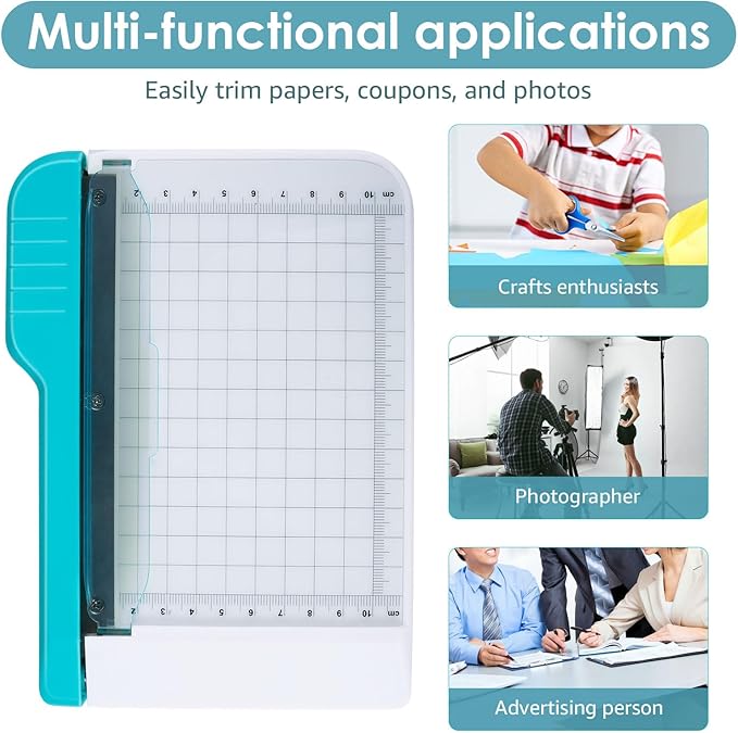 Paper Cutter, 6in Cut Length Small Paper Cutter with Safety Guard Stack Paper Trimmer Portable Curved Strip Paper Cutters Guillotine Paper Cutter for Cutting Coupon Craft Paper Card and Photo