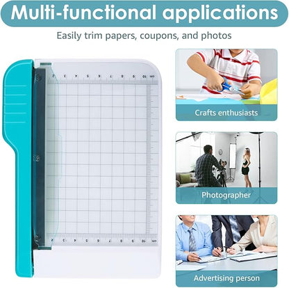 Paper Cutter, 6in Cut Length Small Paper Cutter with Safety Guard Stack Paper Trimmer Portable Curved Strip Paper Cutters Guillotine Paper Cutter for Cutting Coupon Craft Paper Card and Photo
