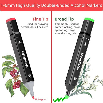 Alcohol Markers, 80 Colors Dual Tip Art Markers, Drawing Markers, Coloring Marker for Kids Sketching Adult Coloring