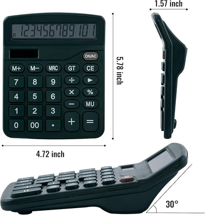 Golcellia Calculators Desktop, Dark Green Calculator, Cute Calculator 12 Digit Desk Calculator Large Display, Dual Power Solar Battery, Office Home School Supplies for Adults & Students