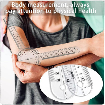 Goniometer 12 inch, Transparent Orthopedic Angle Ruler Plastic Goniometer, 360 Degree Clear Protractor Physical Therapy for Body Measuring Tape Goniometer Protractor Ruler