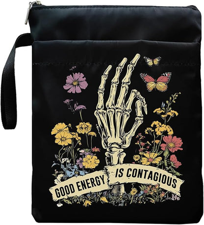 Book Sleeve, Book Sleeve with Zipper, Book Sleeve for Book Lovers, The Reader Tarot Card Book Sleeves, Book Pouch Kindle Protector, Gifts for Women Teacher Librarian Bookworm Bookish (Black-D, Large)