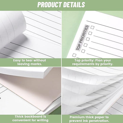 TO DO List Notepad, Note Pads 2 Pack, 8.3” X 5.7”52 Sheets TO DO List Notebook, Do List Notepad with checklist, Top priority, Note, Regular To Do Section for Planner & Organizer, Notepads for Work