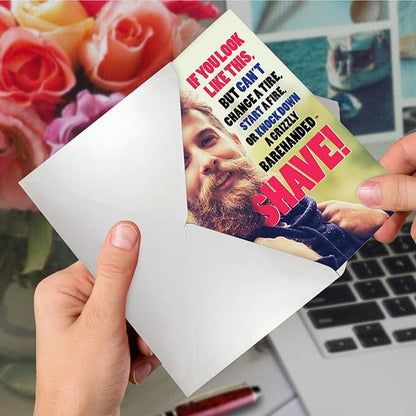 NobleWorks - Hilarious Birthday Greeting Card with 5 x 7 Inch Envelope (1 Card) Bday Bearded Man C2570BDG