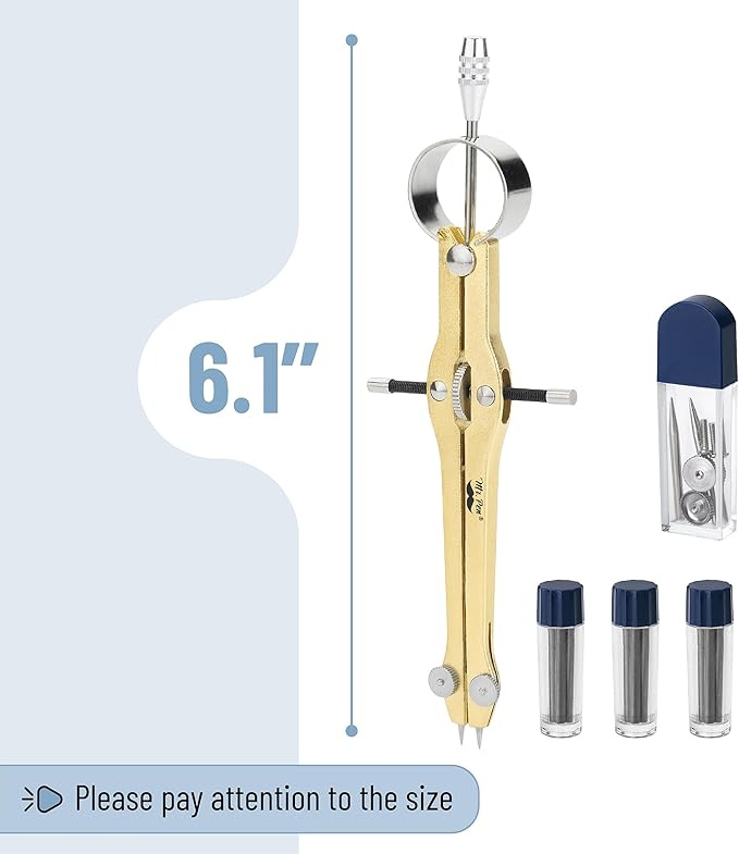 Mr. Pen Professional Geometry Compass - Gold with Extra Leads, Metal with Lock, Drawing & Drafting Compass
