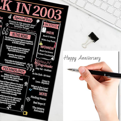 Joycard 22nd Anniversary Card for Women, Wedding Card for Wife, Sweet Marriage Decorations Gifts for Couple, Perfect for Her on Anniversary Day, Back in 2003