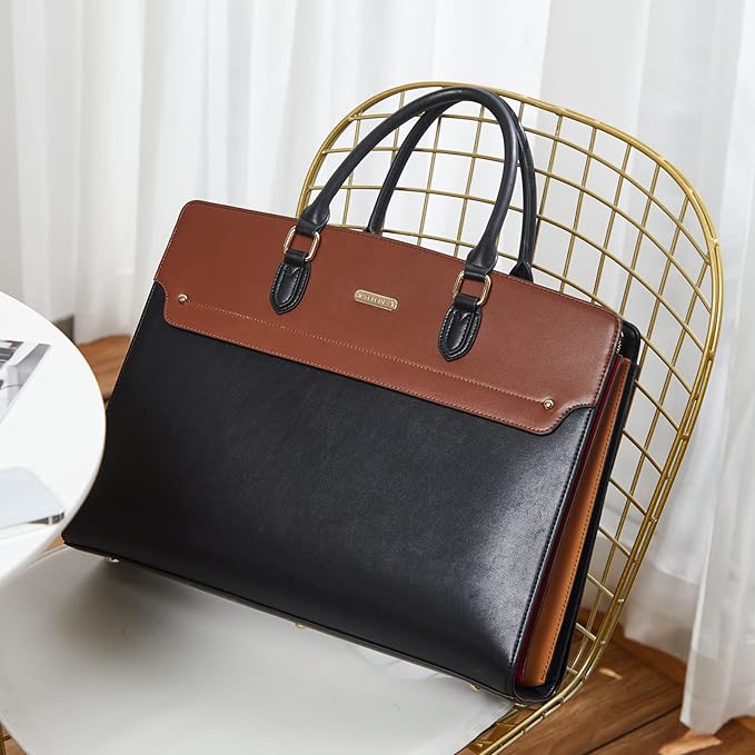 Telena Laptop Tote Bag for Women, 15.6 Inch Shoulder Tote Bag Leather Briefcase for Women, Large Capacity Handbag Bags