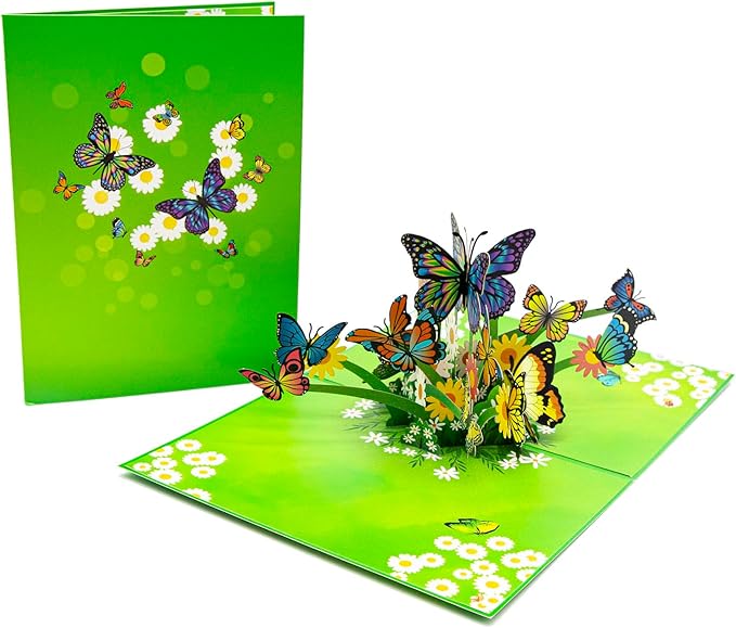 Flying Butterflies Pop Up Card, 3D Flower Butterfly Birthday Card, Butterfly Fly Out Cards for Valentines Day, Graduation, Anniversary, Thinking of You, All Occasions