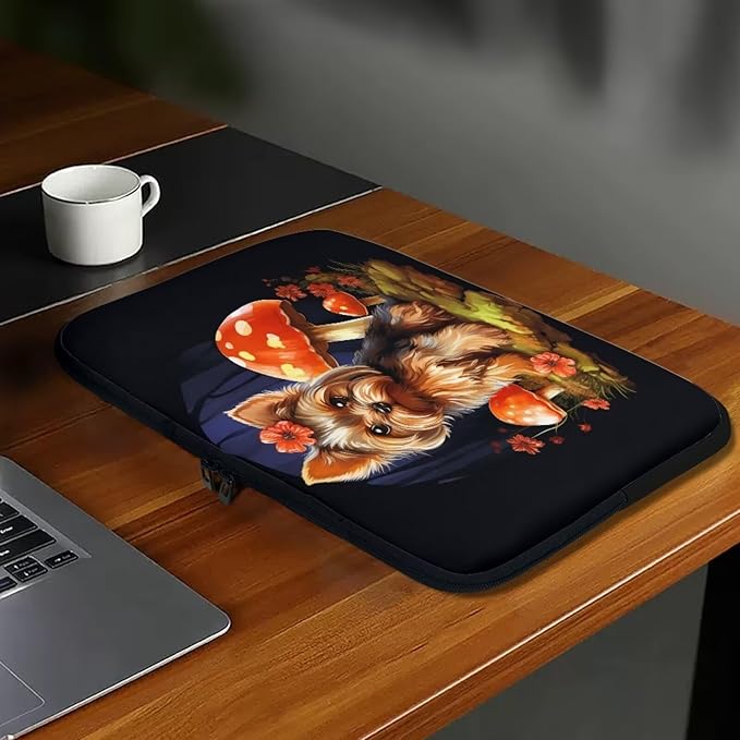 Cute Dog Laptop Sleeve Case for Women Men Mushroom Laptop Protector Durable Computer Sleeve 12 inch Suitable Gifts for Girls Boys Tablet Bag Laptop Accessories Black