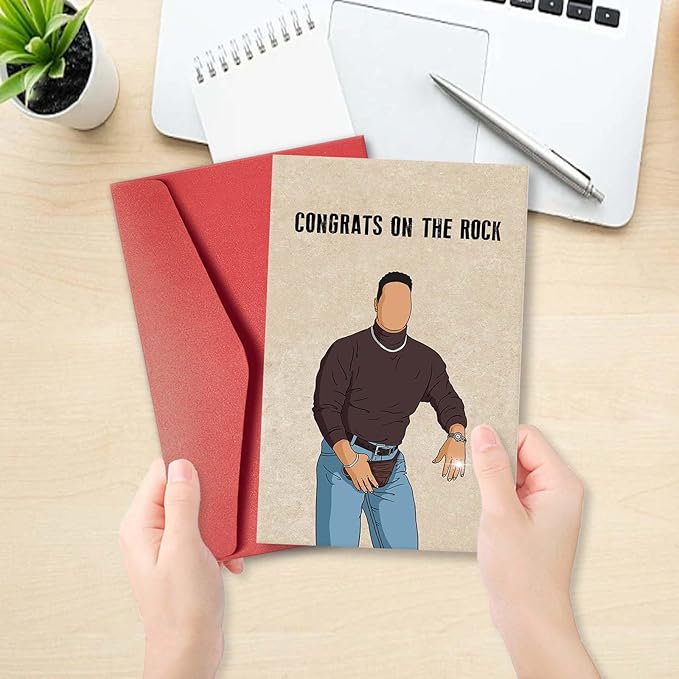 Funny Engagement Gifts for Woman Man, Cool Engagement Card for Couples, Wedding Congratulations Card for Bride Groom, Congrats Wedding Card, Congrats on the Rock